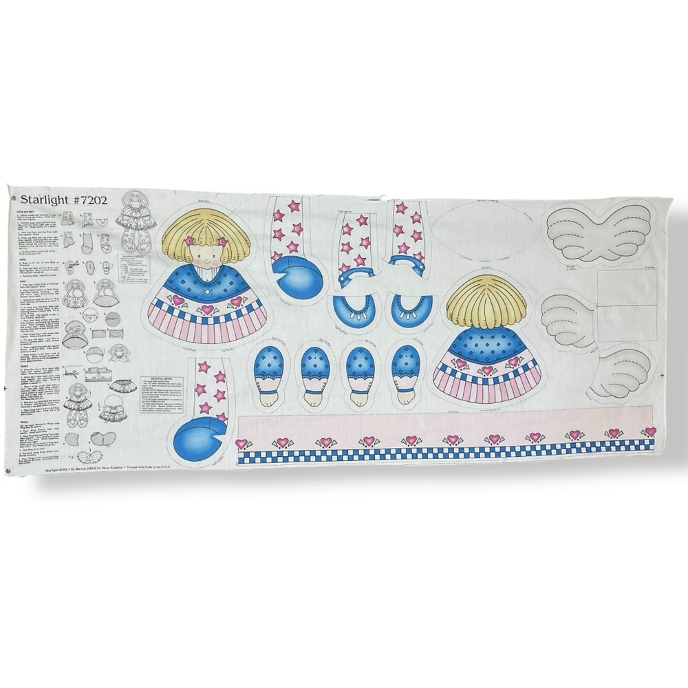 Vintage 90s Daisy Kingdom Starlight‎ Soft Doll Angel Plush Kit Fabric Panel #K25